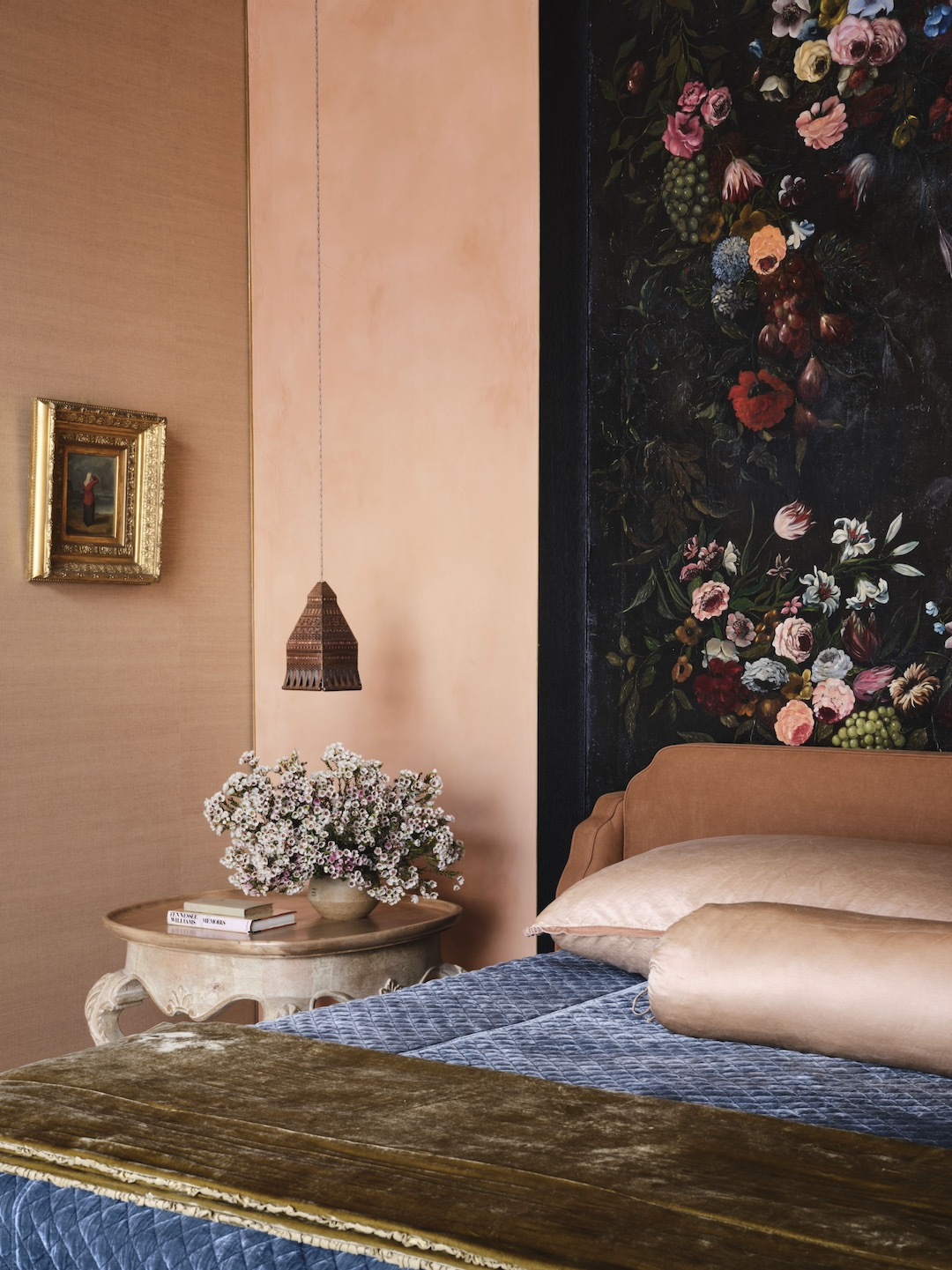 Warm, blush-colored plaster walls in an updated, historic, San Antonio home.