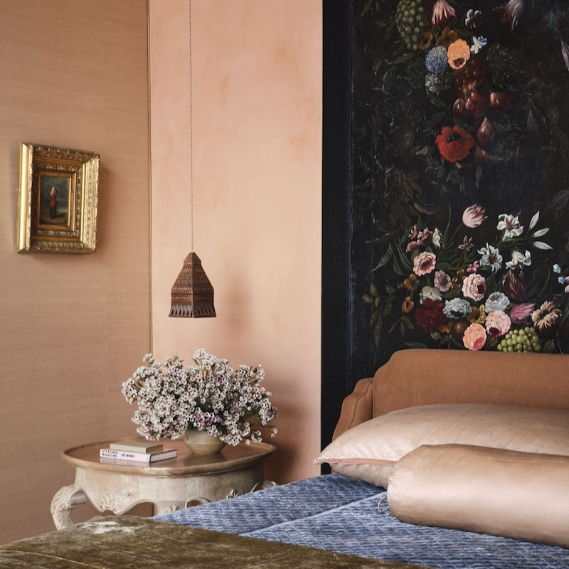 Warm, blush-hued plaster in an restored, 1870s San Antonio home.