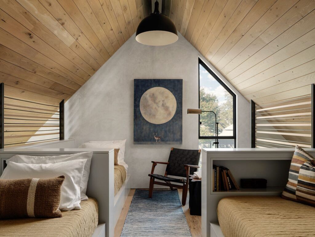 Plaster walls in a Blanco, Texas bunkroom